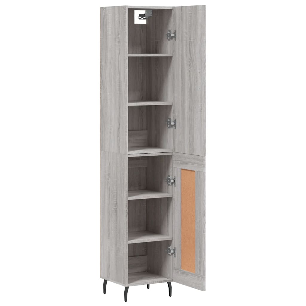 vidaXL Buffet haut Sonoma gris 34,5x34x180 cm Bois d'ingénierie