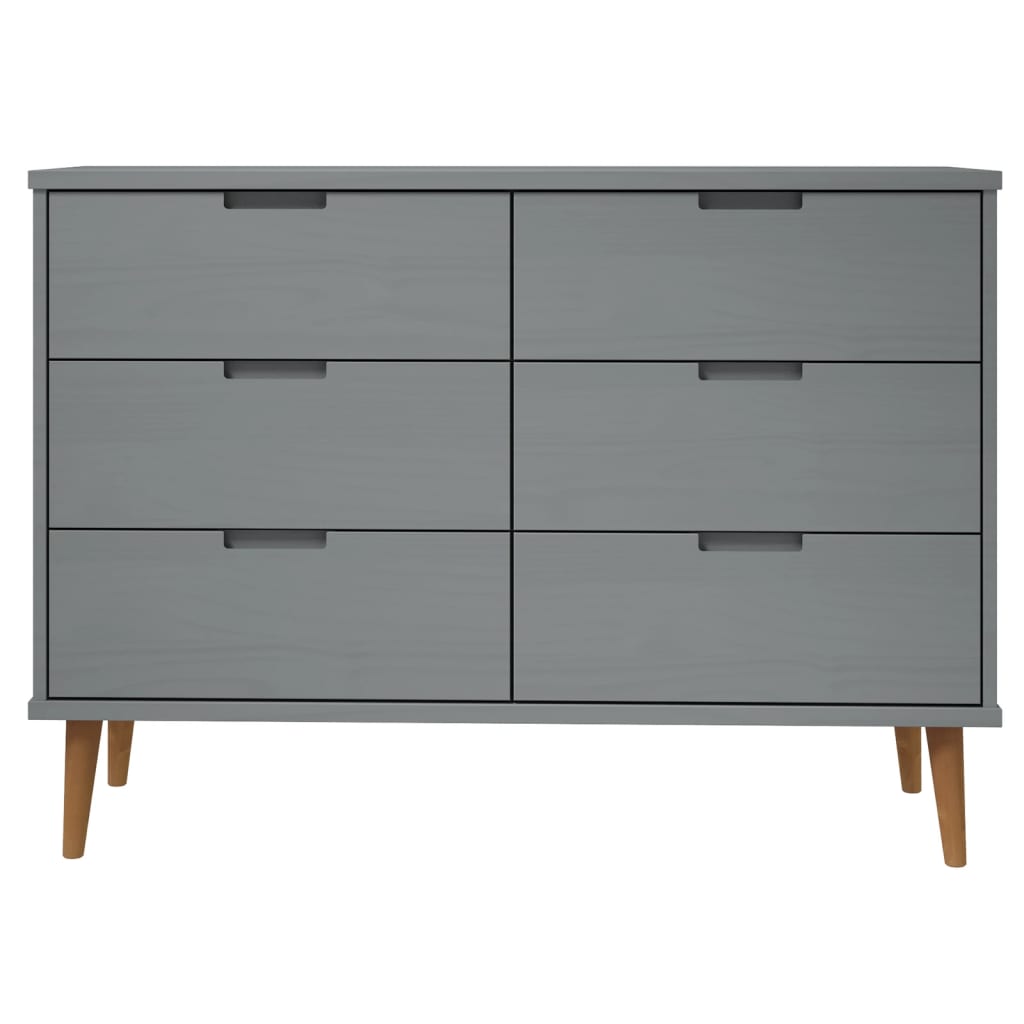 vidaXL Commode MOLDE Gris 113x40x80 cm Bois de pin massif