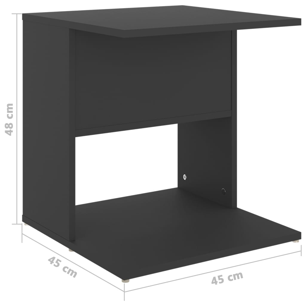 vidaXL Table d'appoint Gris 45x45x48 cm Aggloméré