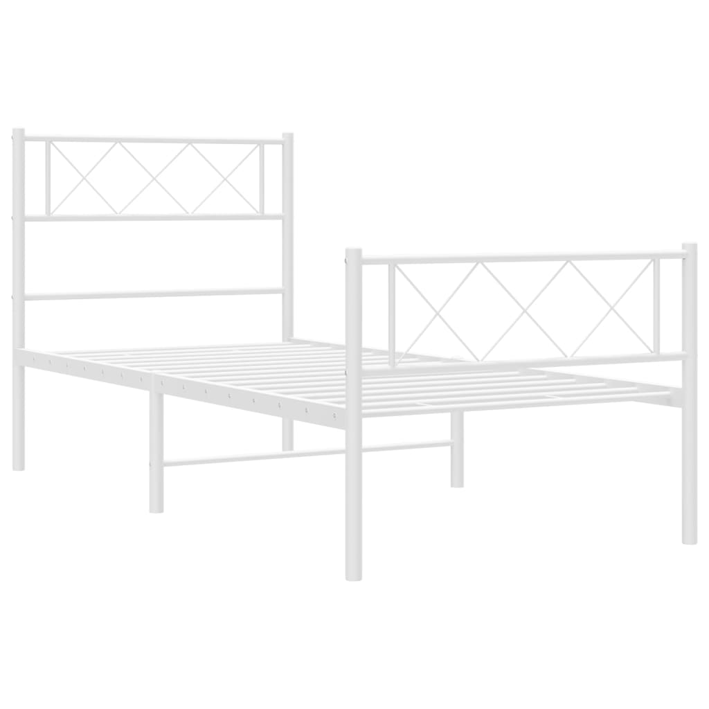 vidaXL Cadre de lit métal sans matelas et pied de lit blanc 100x190 cm