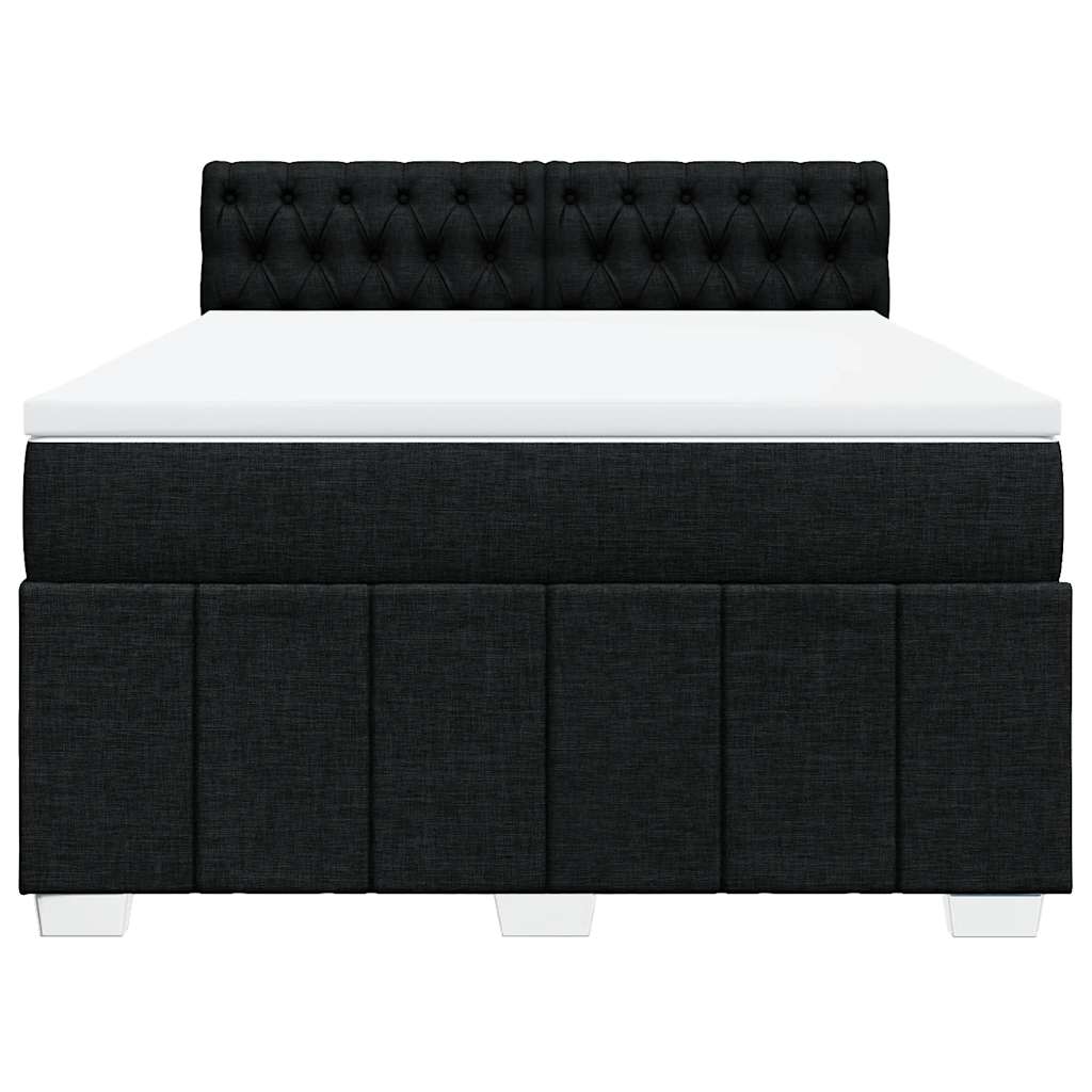 vidaXL Sommier à lattes de lit avec matelas Noir 140x200 cm Tissu