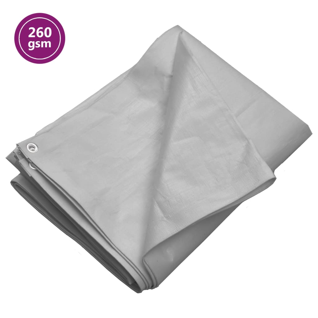 vidaXL Bâche 260 g/m² 8x10 m Gris PEHD