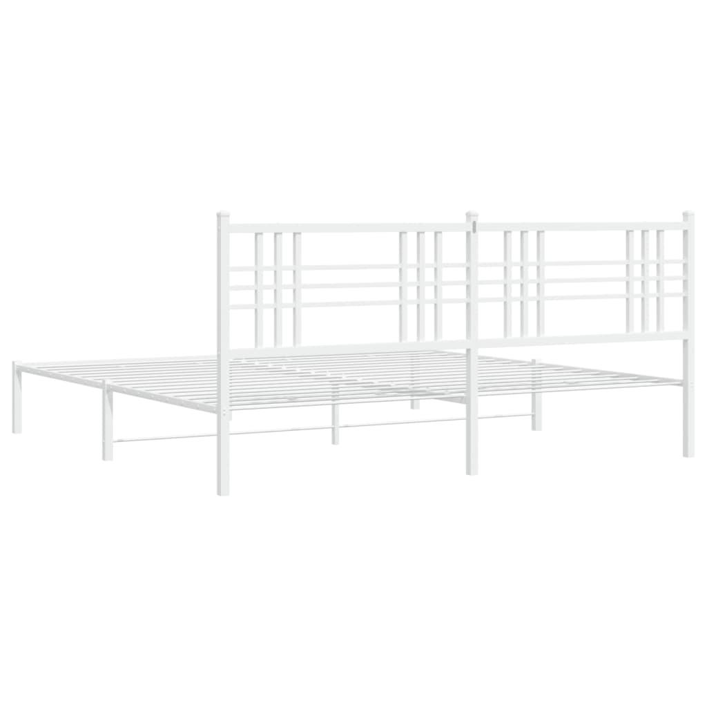 vidaXL Cadre de lit métal sans matelas et tête de lit blanc 193x203 cm