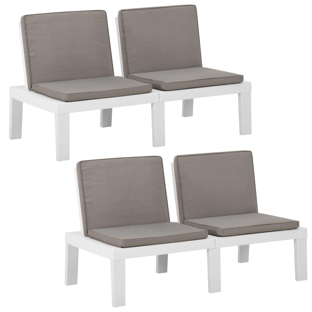 vidaXL Bancs de salon de jardin avec coussins lot de 2 Plastique Blanc