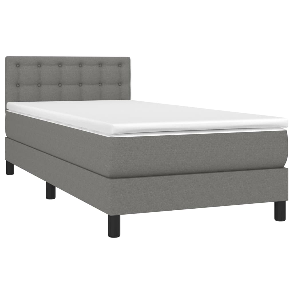 vidaXL Sommier à lattes de lit avec matelas Gris foncé 80x200 cm Tissu