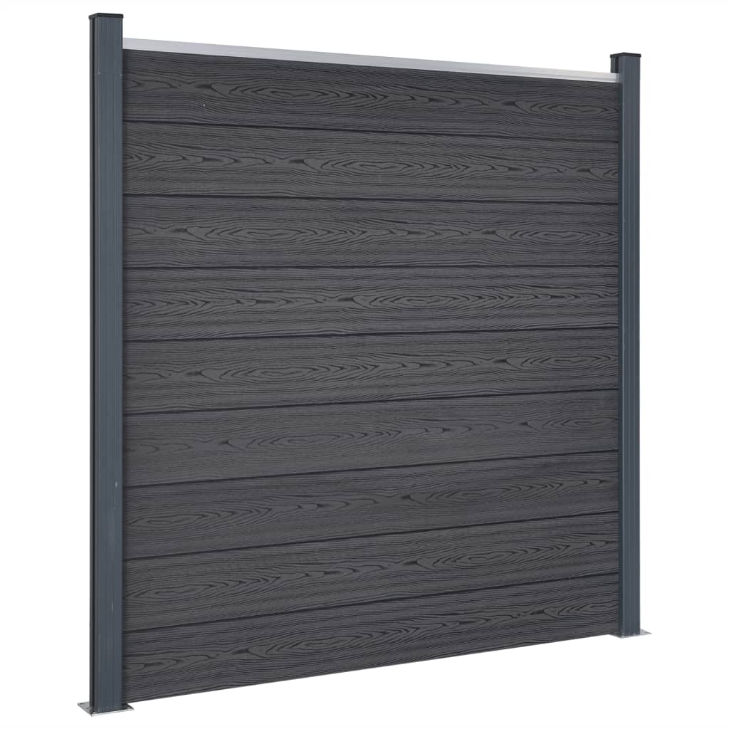 vidaXL Ensemble de panneaux de clôture gris 699x186 cm WPC
