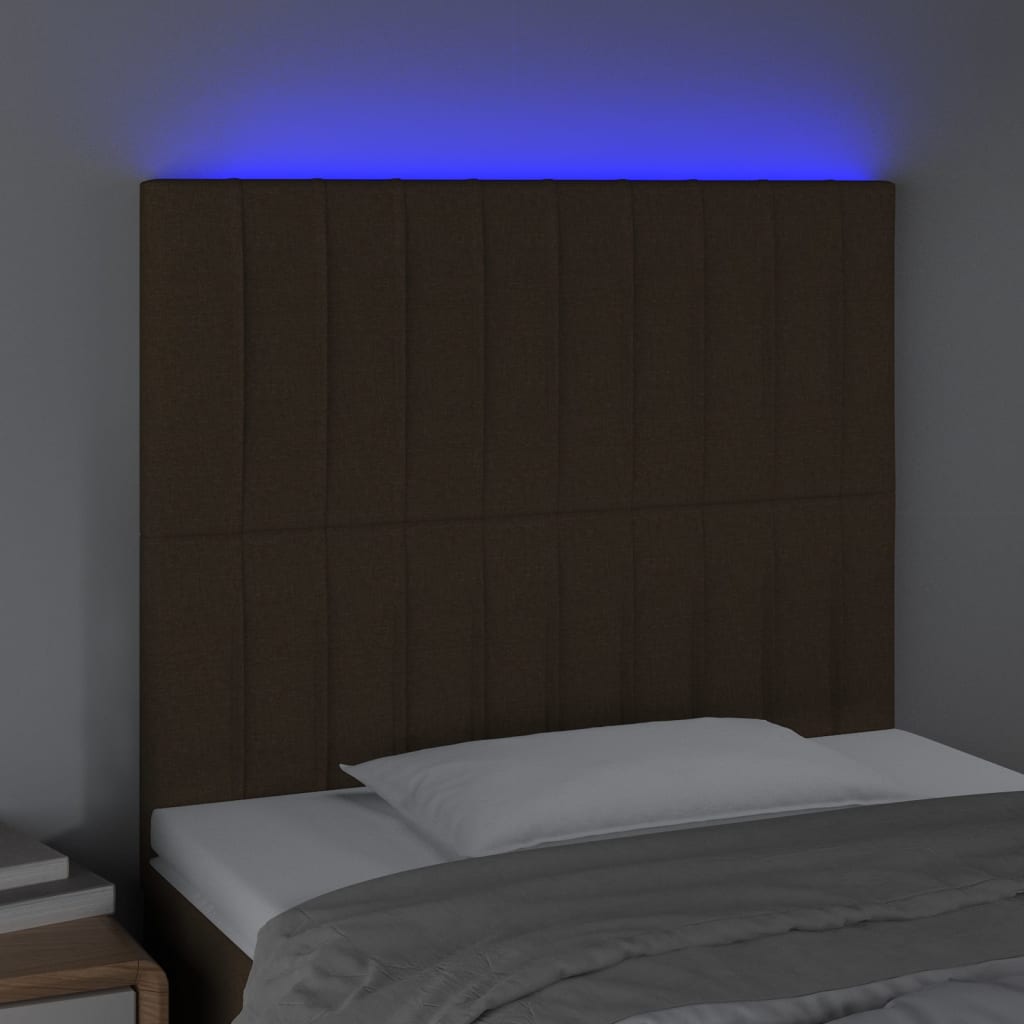 vidaXL Tête de lit à LED Marron foncé 100x5x118/128 cm Tissu