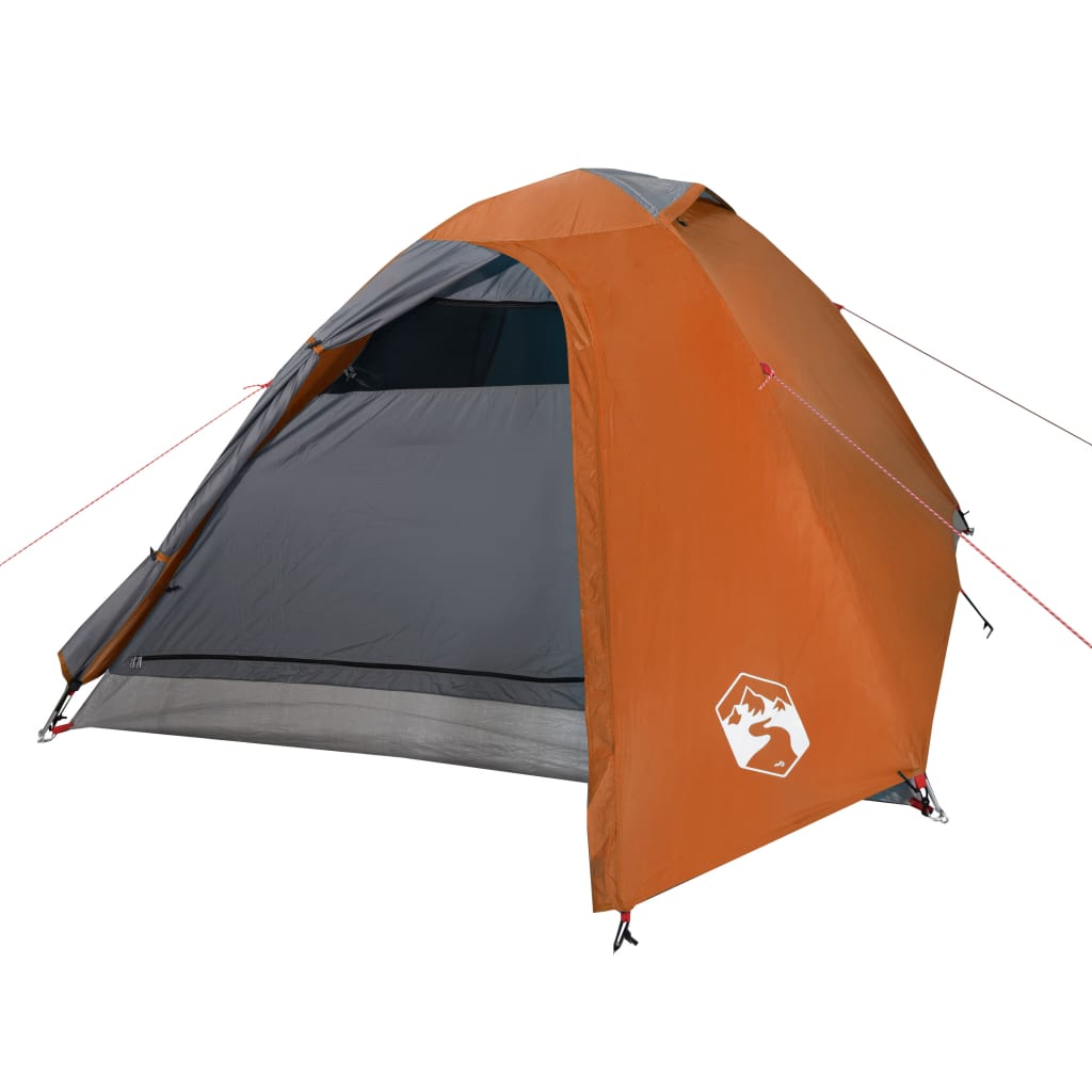 vidaXL Tente de camping à dôme 3 personnes gris et orange imperméable