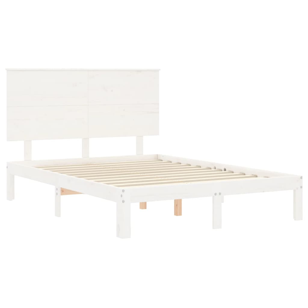 vidaXL Cadre de lit avec tête de lit blanc 140x190 cm bois massif