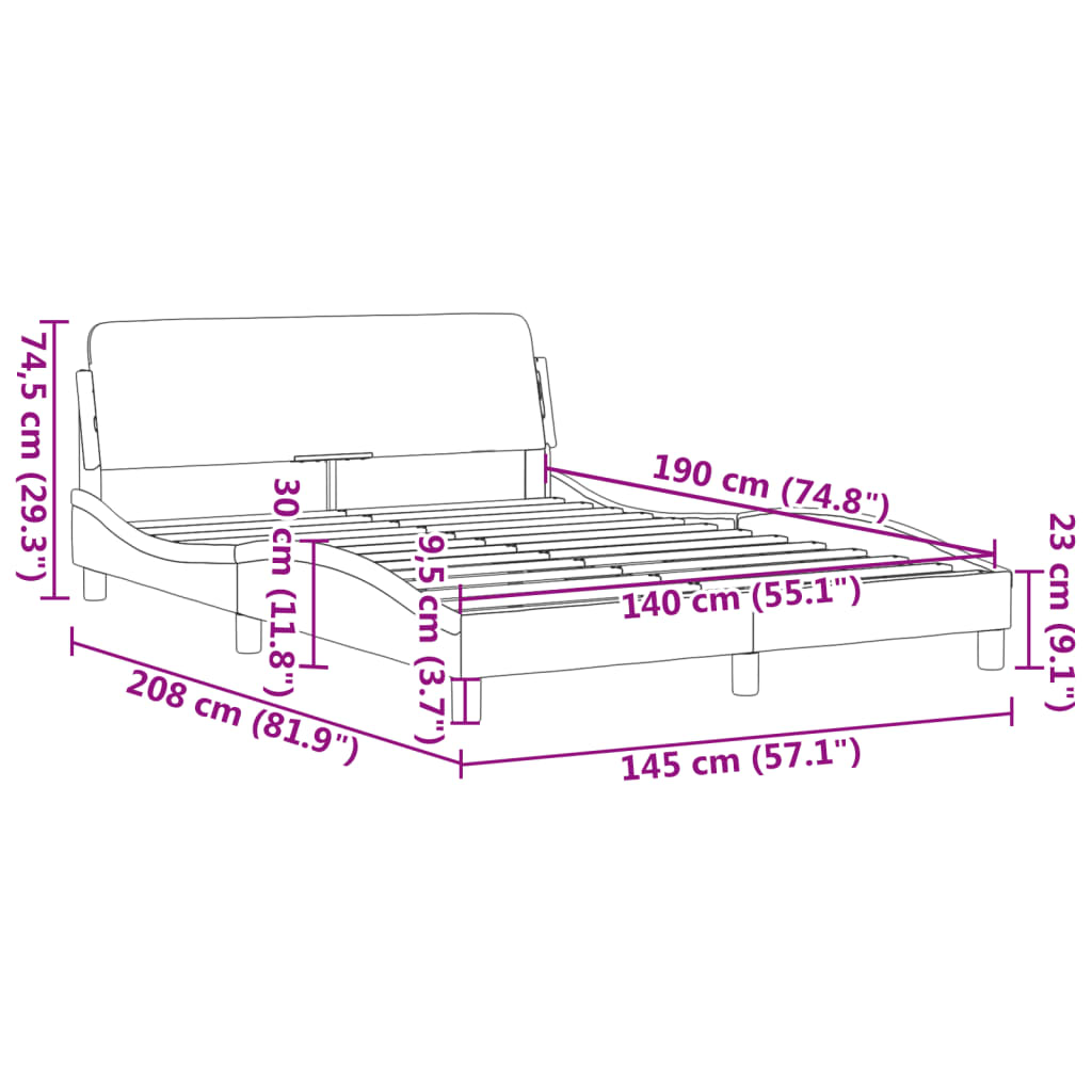 vidaXL Cadre de lit sans matelas noir 140x190 cm velours