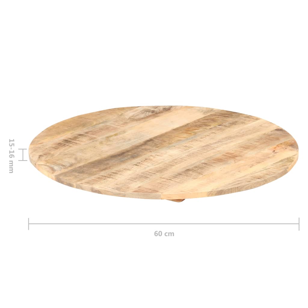 vidaXL Dessus de table Bois de manguier solide Rond 15-16 mm 60 cm