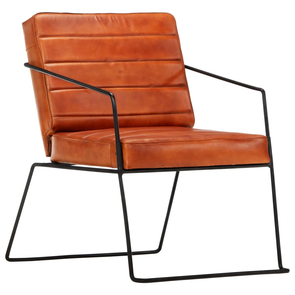 vidaXL Fauteuil Brun roux Cuir véritable