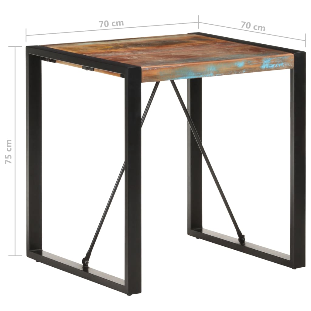 vidaXL Table à manger 70x70x75 cm Bois de récupération massif