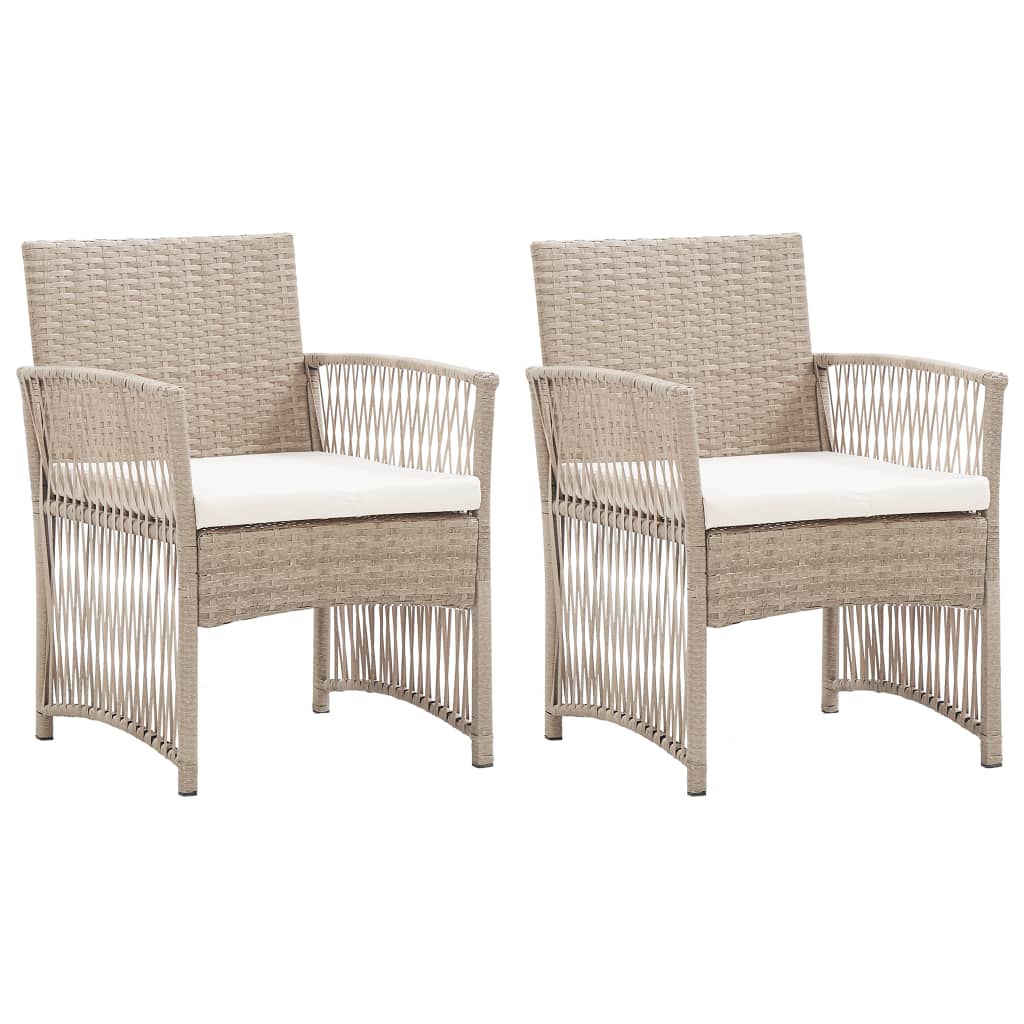 vidaXL Fauteuils de jardin avec coussins lot de 2 Beige Résine tressée