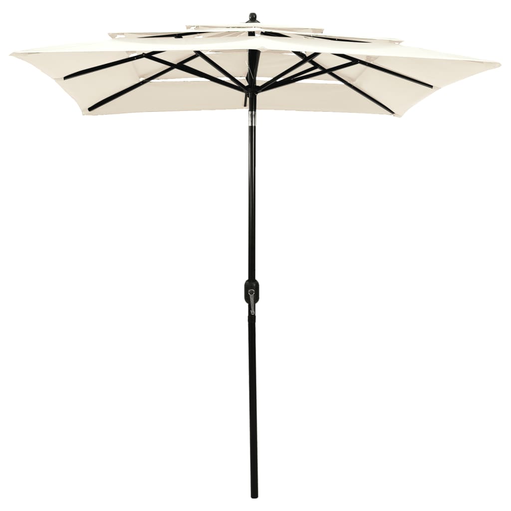 vidaXL Parasol de jardin à 3 niveaux avec mât en aluminium sable 2x2 m