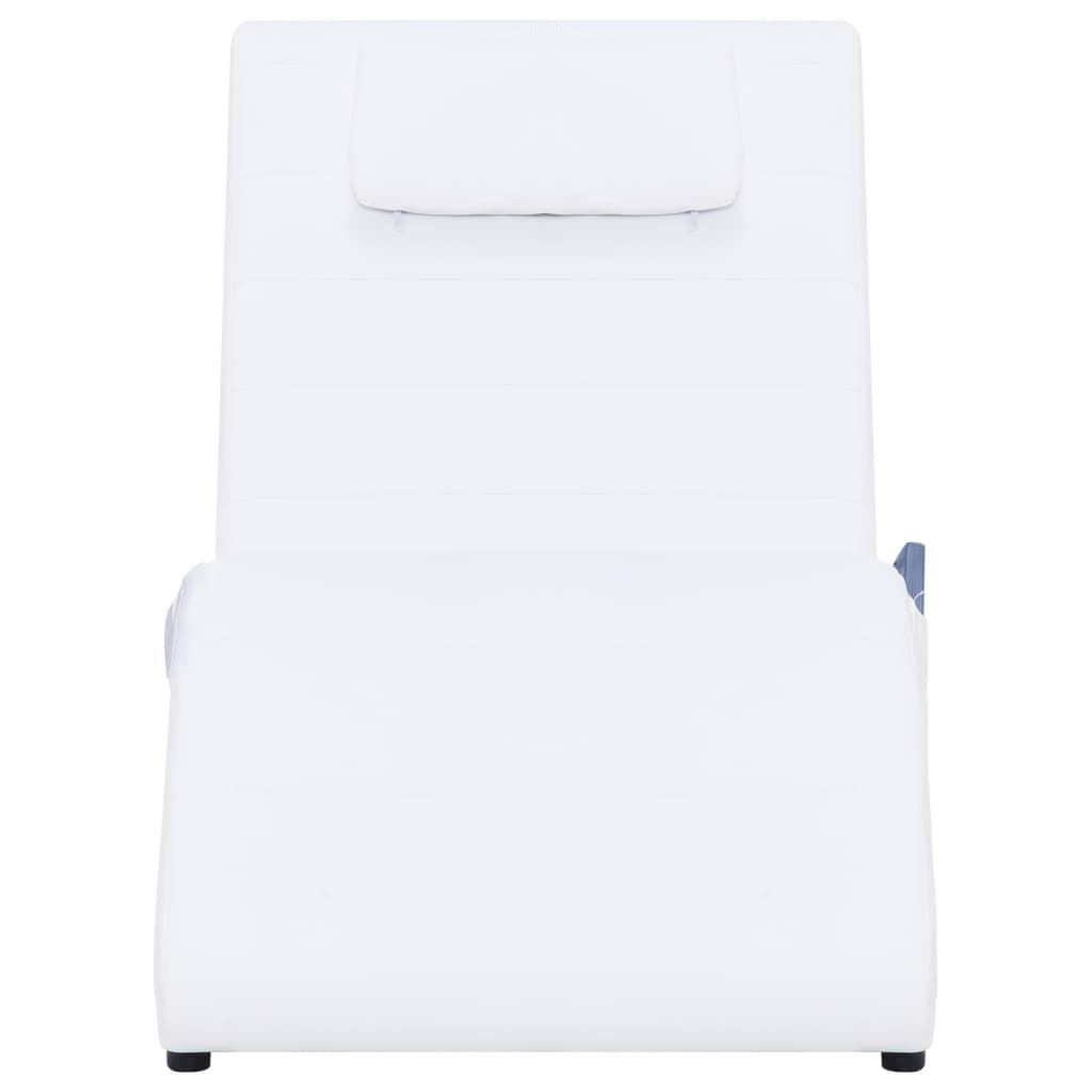 vidaXL Chaise longue de massage avec oreiller Blanc Similicuir