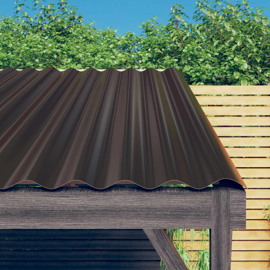 vidaXL Panneaux de toit 12 pcs Acier enduit de poudre Marron 60x36 cm