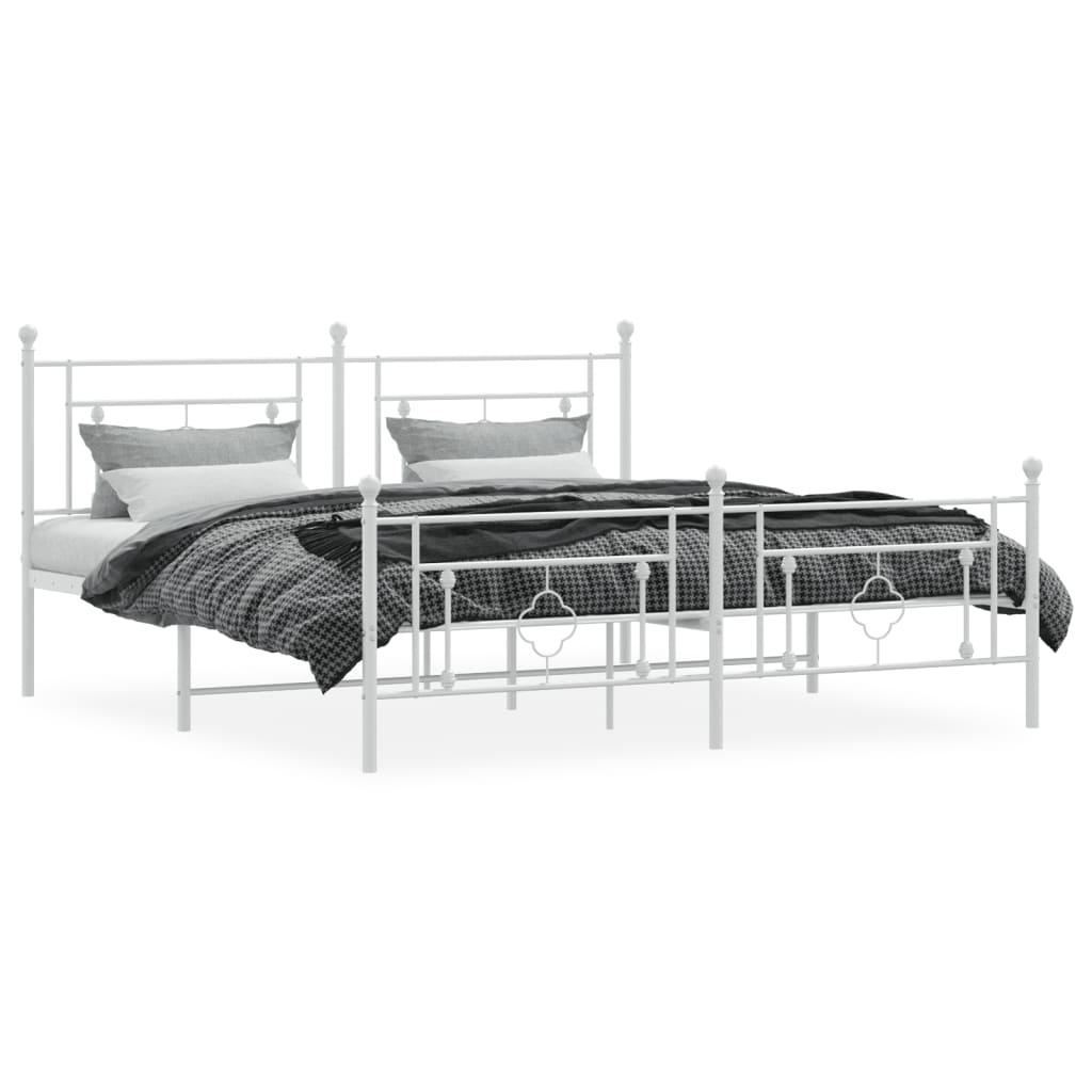 vidaXL Cadre de lit métal avec tête de lit/pied de lit blanc 180x200cm