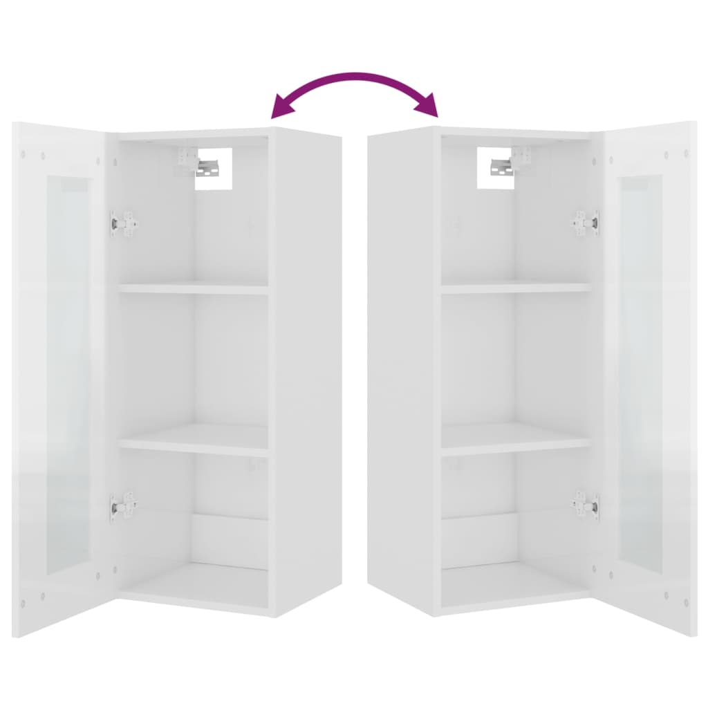 vidaXL Armoire murale suspendue Blanc brillant 34,5x34x90 cm