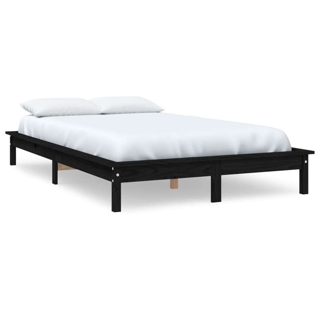 vidaXL Cadre de lit sans matelas noir bois massif