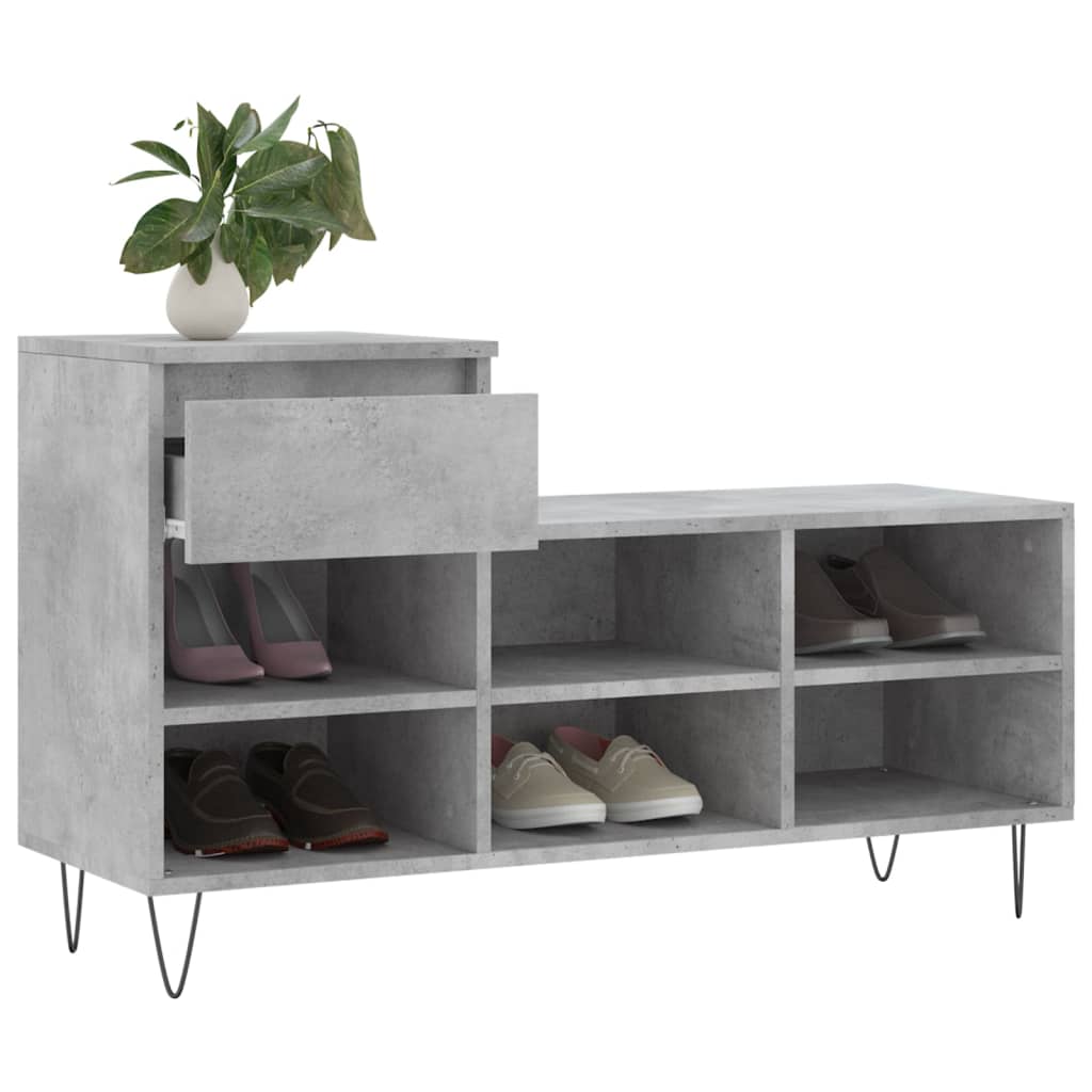 vidaXL Armoire à chaussures Gris béton 102x36x60 cm Bois d'ingénierie