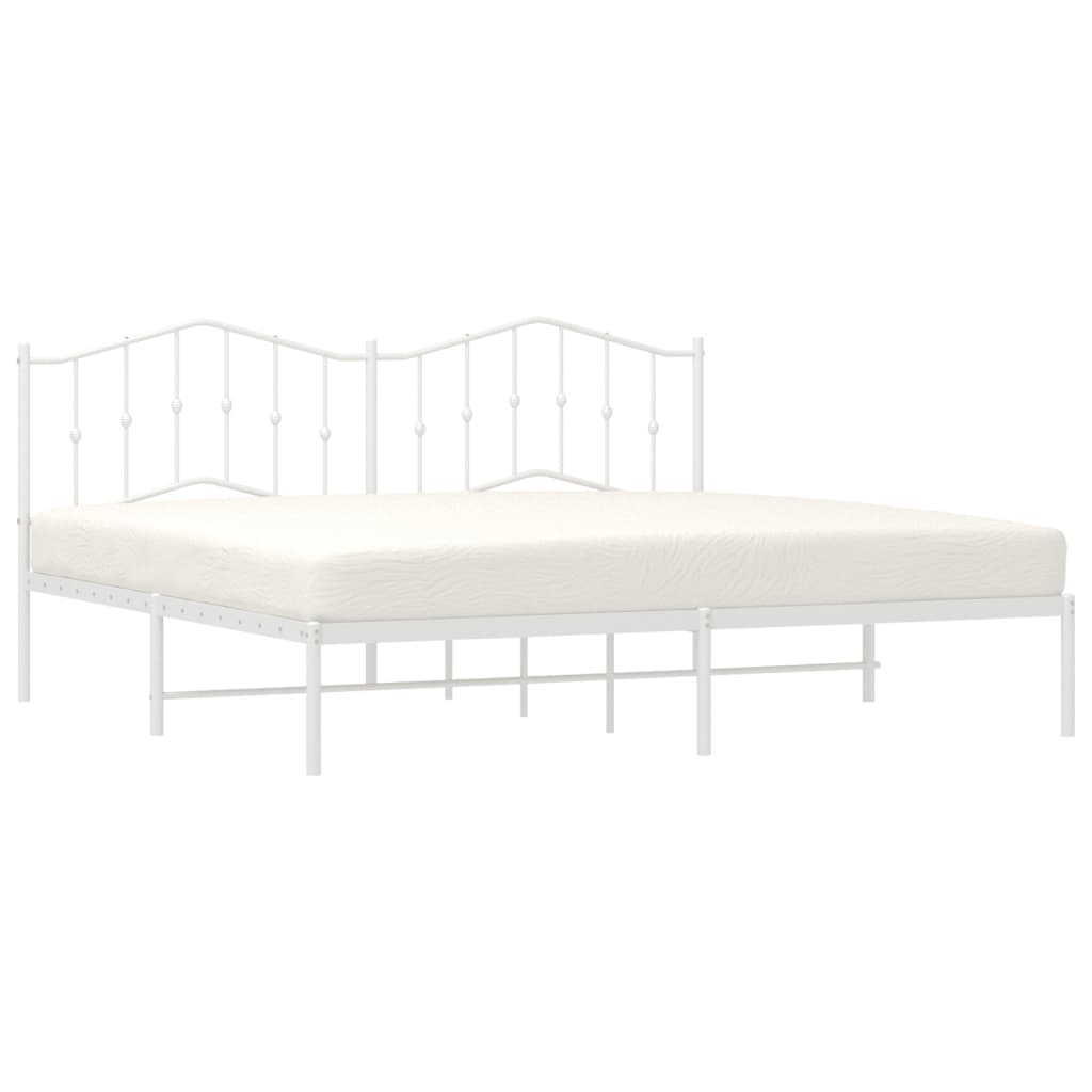 vidaXL Cadre de lit métal sans matelas et tête de lit blanc 193x203 cm