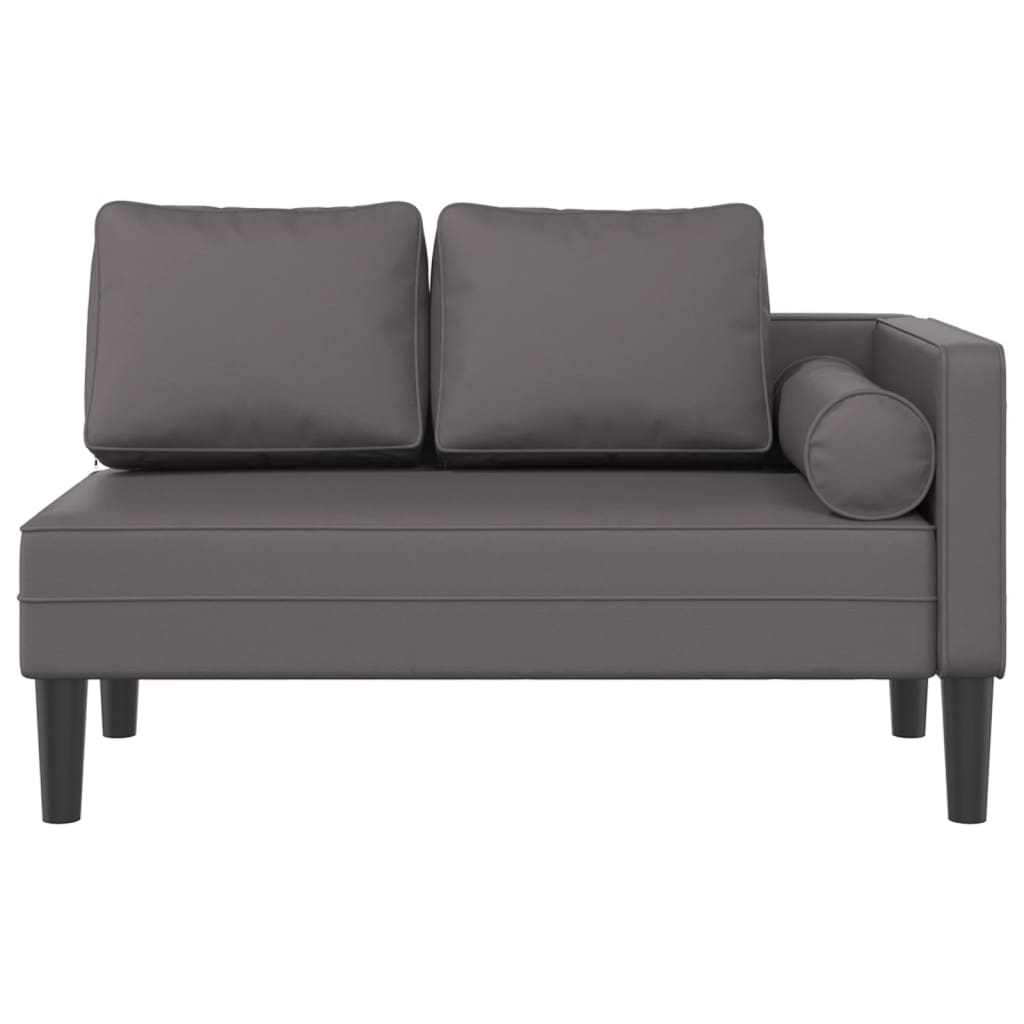 vidaXL Chaise longue avec coussins gris similicuir