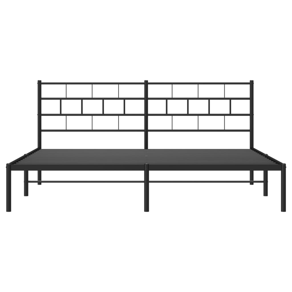 vidaXL Cadre de lit métal sans matelas avec tête de lit noir 193x203cm