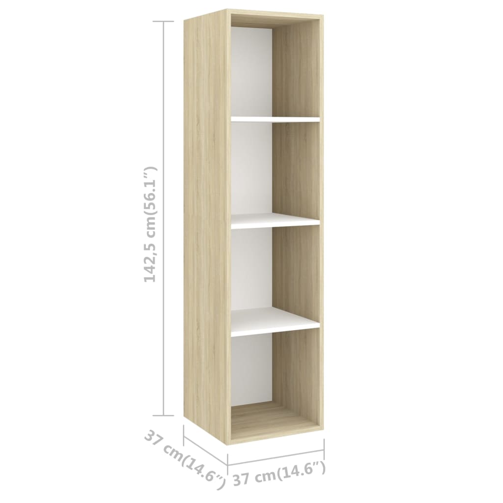 vidaXL Meubles TV muraux 2 pcs Blanc et chêne sonoma Bois d'ingénierie