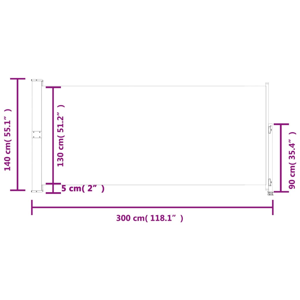 vidaXL Auvent latéral rétractable de patio 140 x 300 cm Gris