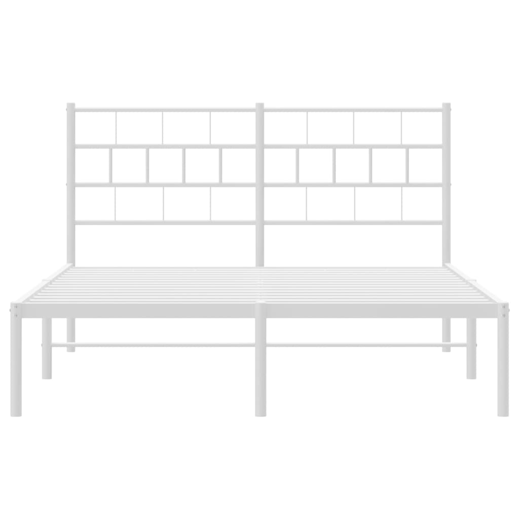 vidaXL Cadre de lit métal sans matelas et tête de lit blanc 140x190 cm