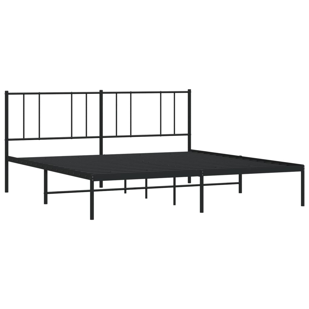 vidaXL Cadre de lit métal sans matelas avec tête de lit noir 193x203cm