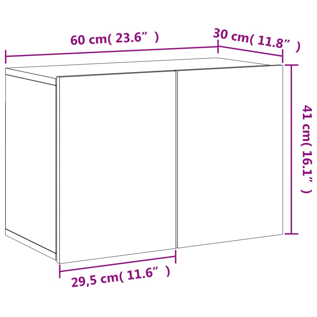 vidaXL Meuble TV mural gris béton 60x30x41 cm