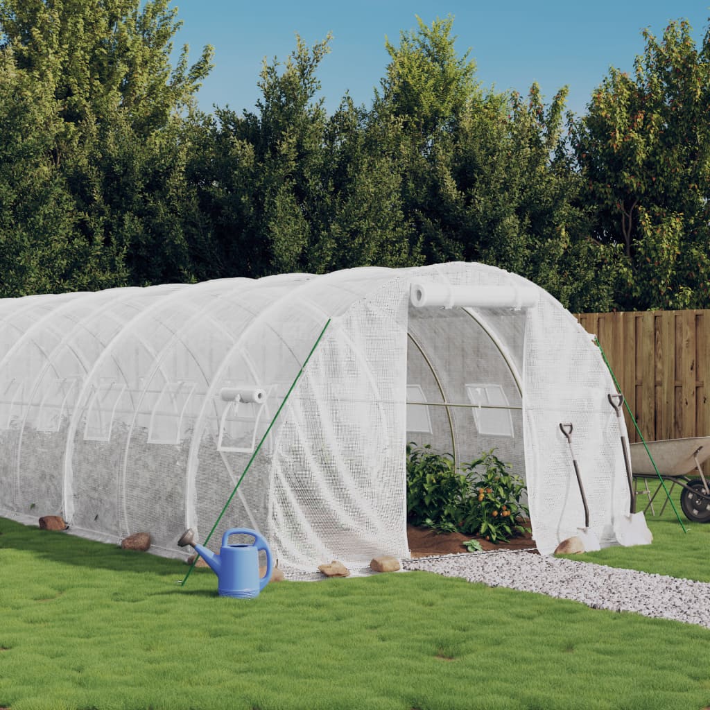 vidaXL Serre avec cadre en acier blanc 36 m² 12x3x2 m