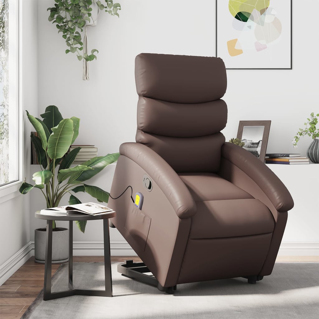 vidaXL Fauteuil inclinable de massage Marron Similicuir