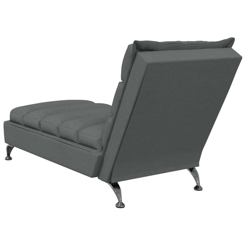 vidaXL Chaise longue avec coussins gris foncé tissu