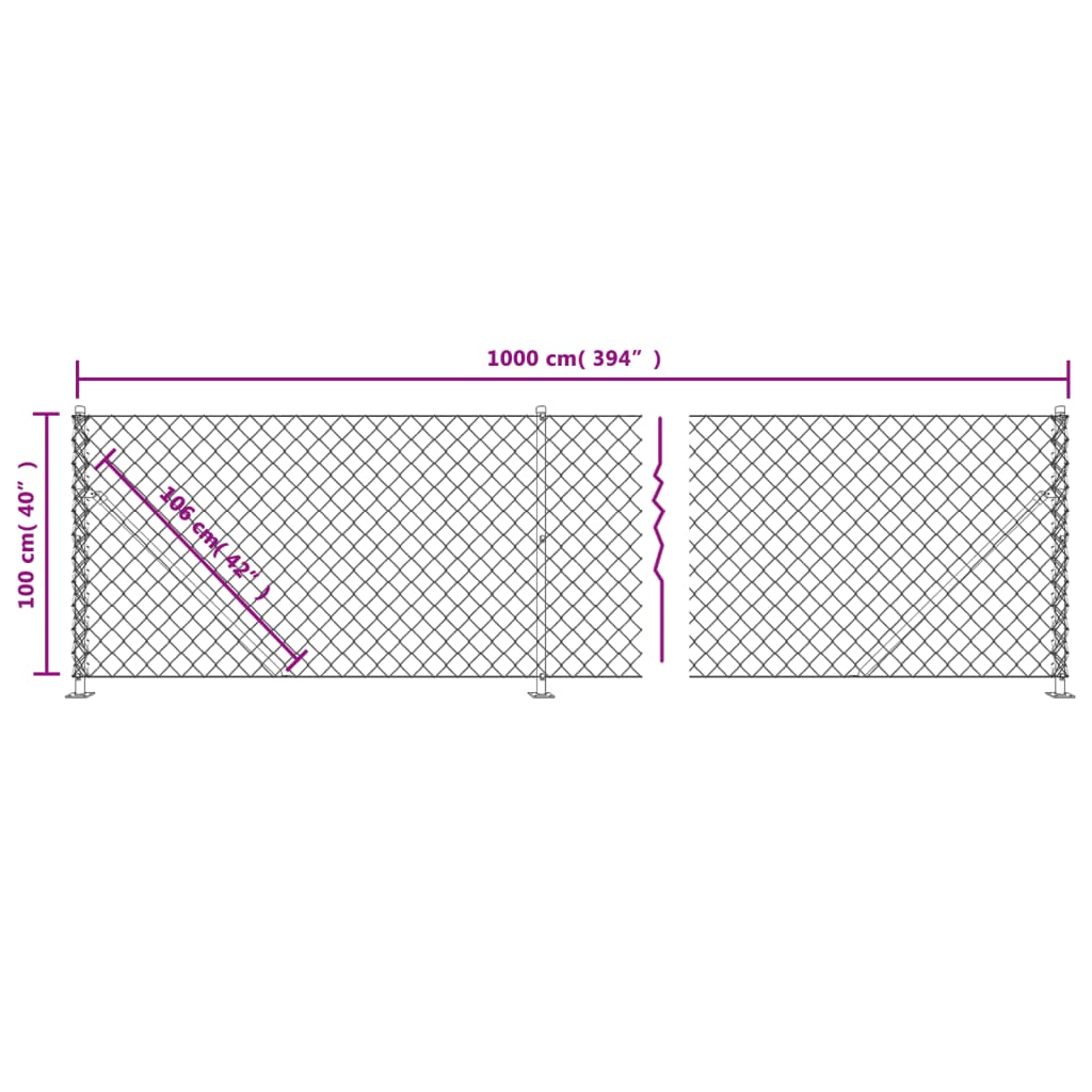 vidaXL Clôture à mailles losangées avec bride anthracite 1x10 m