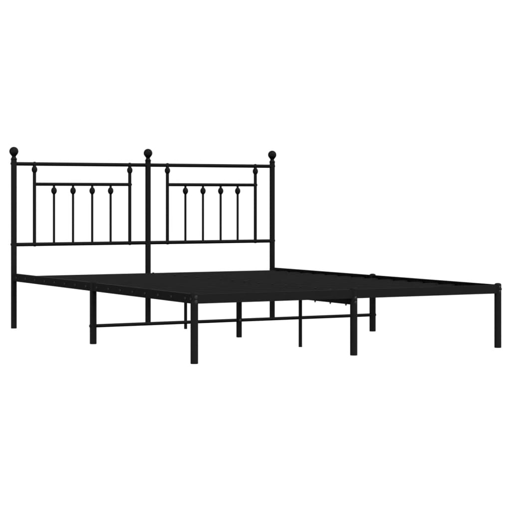 vidaXL Cadre de lit métal sans matelas avec tête de lit noir 183x213cm