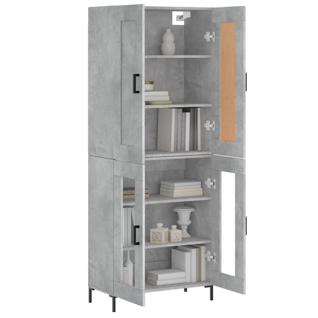 vidaXL Buffet haut Gris béton 69,5x34x180 cm Bois d'ingénierie