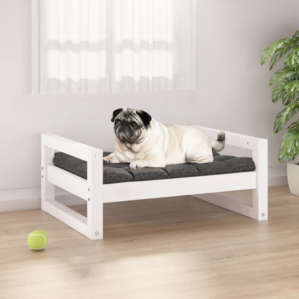 vidaXL Lit pour chien Blanc 65,5x50,5x28 cm Bois de pin solide