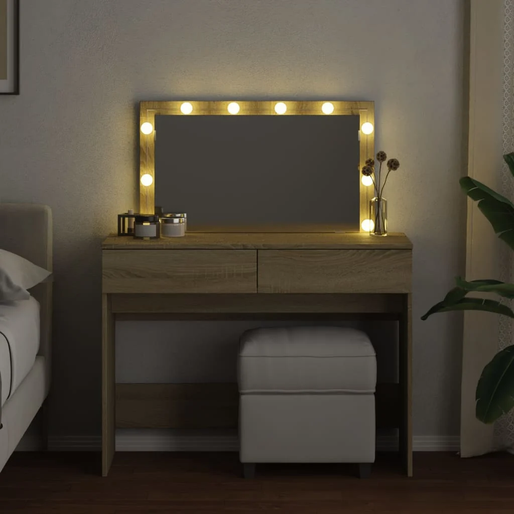 vidaXL Coiffeuse avec LED chêne sonoma 100x40x120 cm