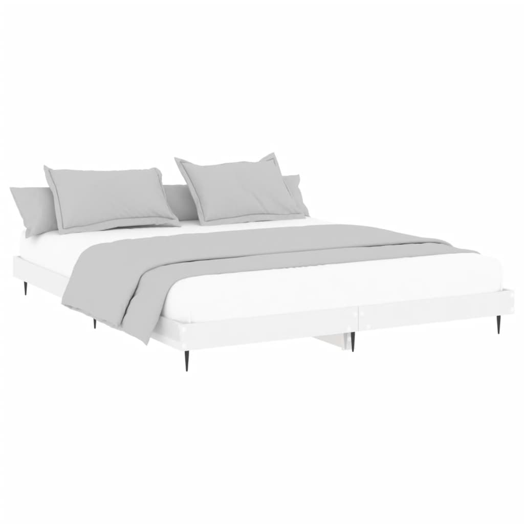 vidaXL Cadre de lit sans matelas blanc brillant 200x200 cm