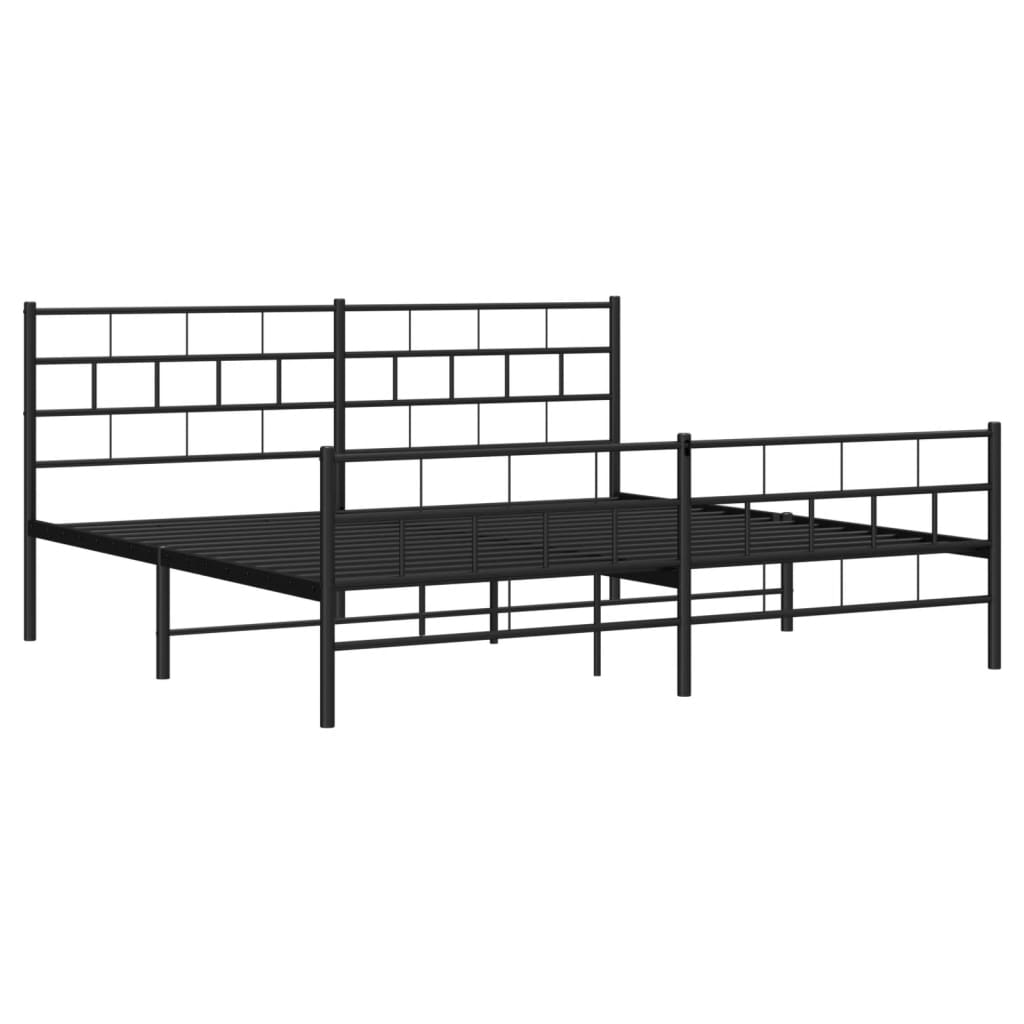 vidaXL Cadre de lit métal sans matelas avec pied de lit noir 183x213cm