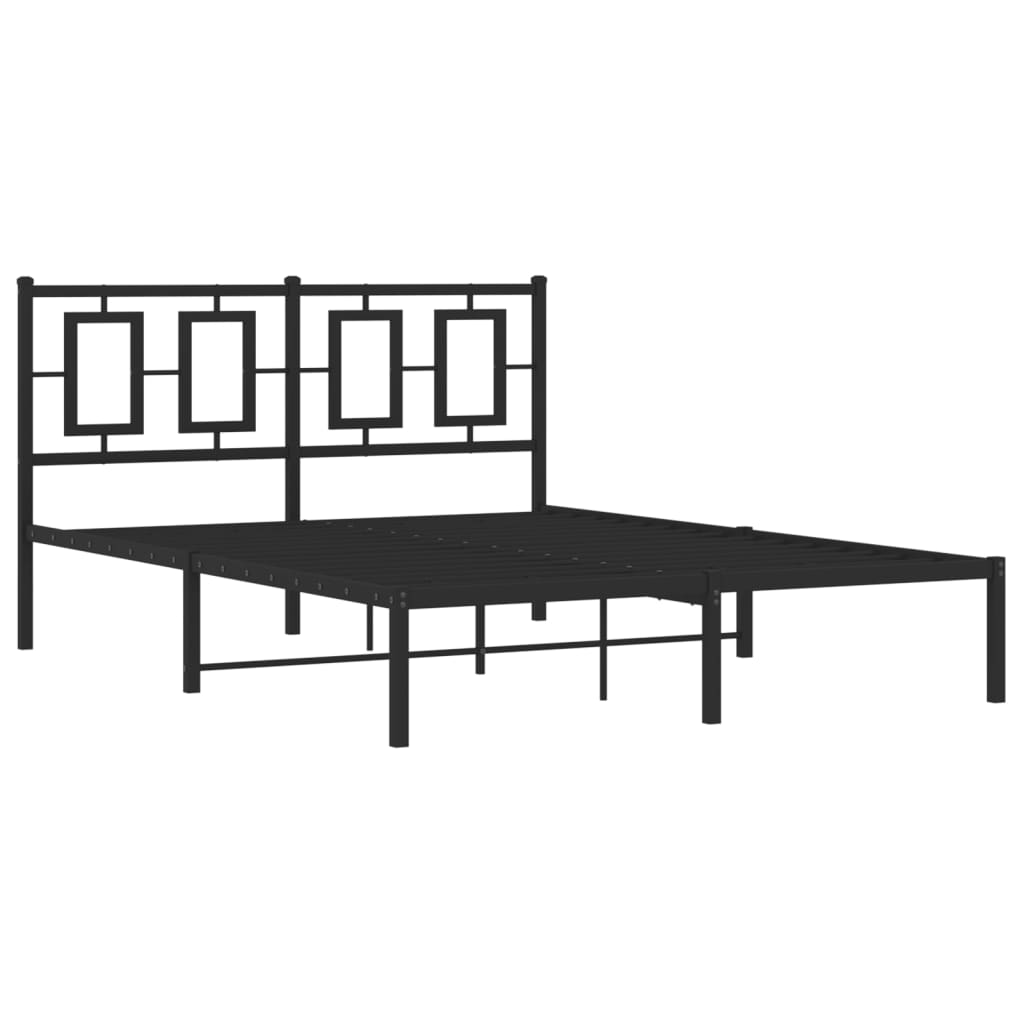 vidaXL Cadre de lit métal sans matelas avec tête de lit noir 135x190cm