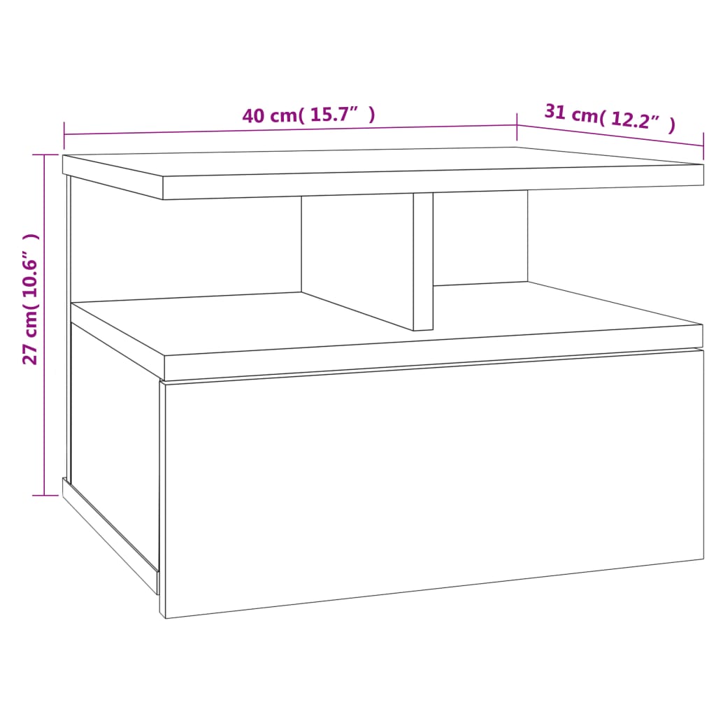 vidaXL Table de chevet flottante Chêne marron Bois d’ingénierie