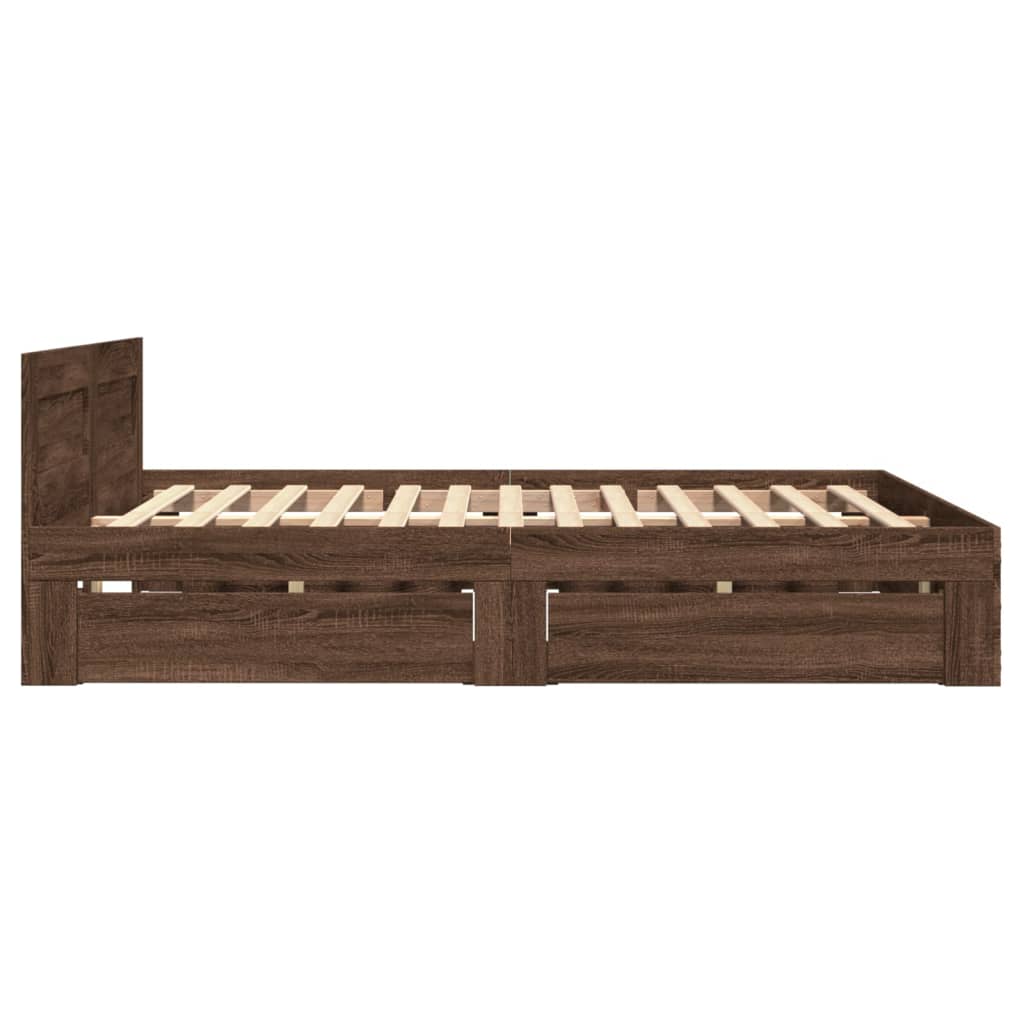 vidaXL Cadre de lit et tête de lit sans matelas chêne marron 140x190cm