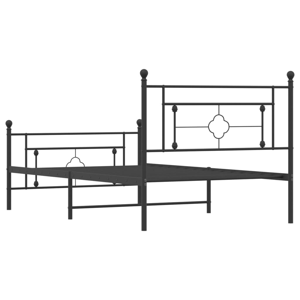 vidaXL Cadre de lit métal sans matelas avec pied de lit noir 107x203cm