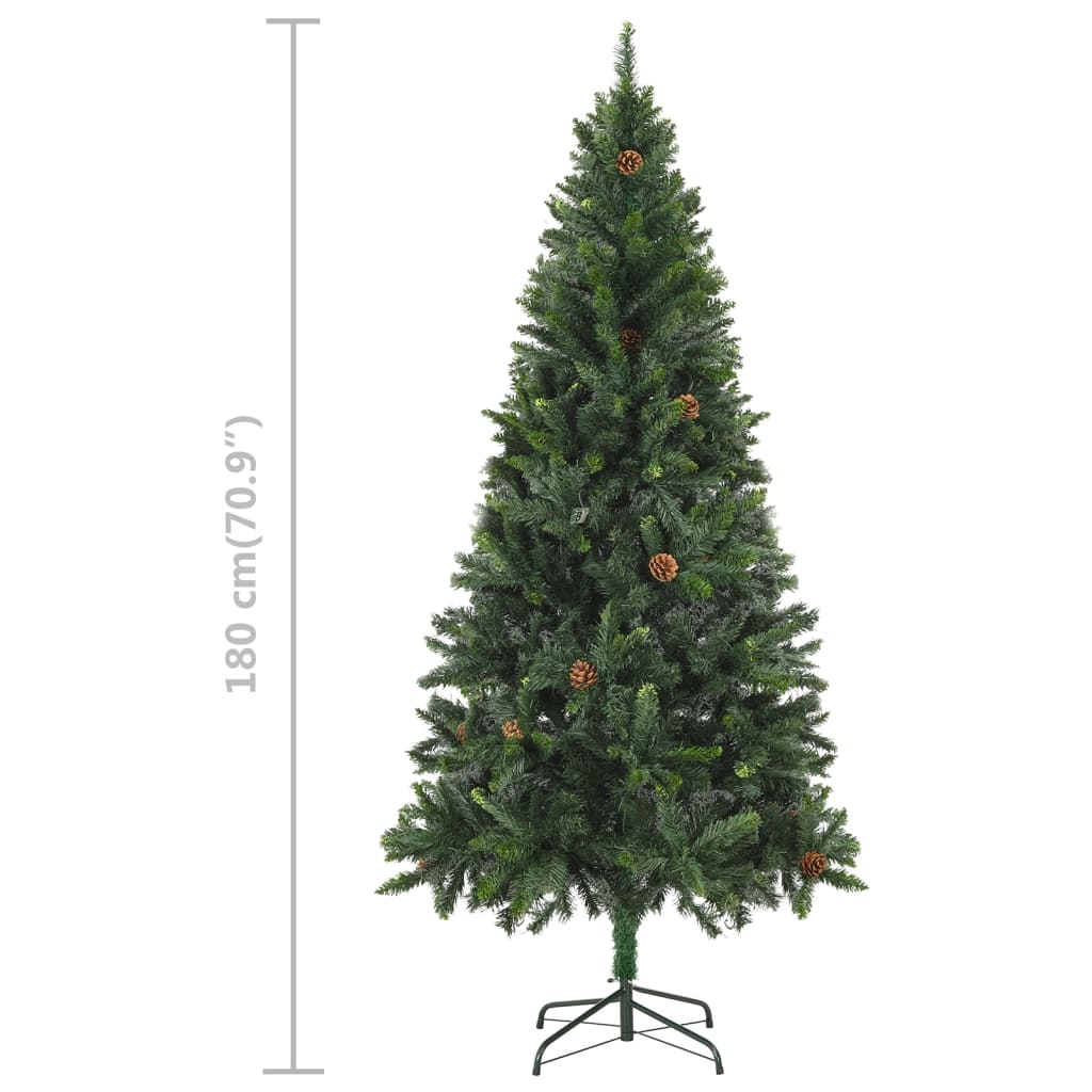 vidaXL Arbre de Noël artificiel pré-éclairé et boules vert 180 cm