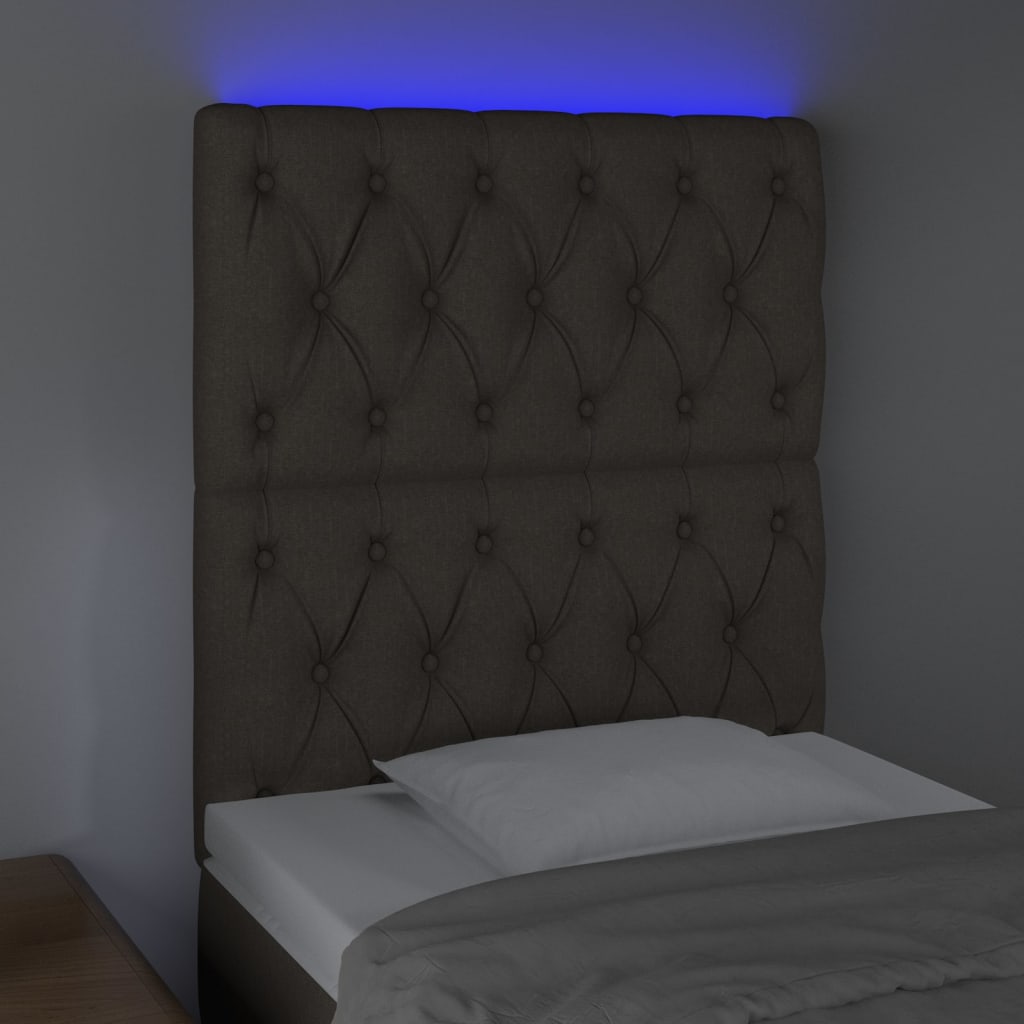 vidaXL Tête de lit à LED Taupe 80x7x118/128 cm Tissu