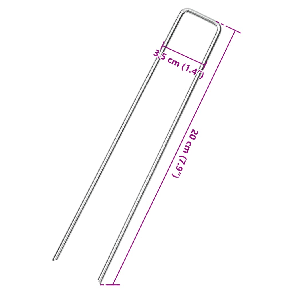 vidaXL Piquets de sol en forme de U 25 pcs 20x3,5 cm acier galvanisé